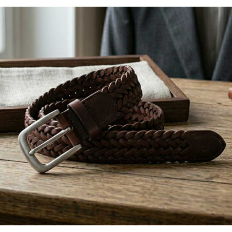 Ceinture cuir tressée